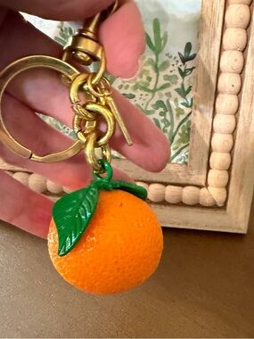 Orange Fruit with Green Leaf Bag Charm/ Keychain